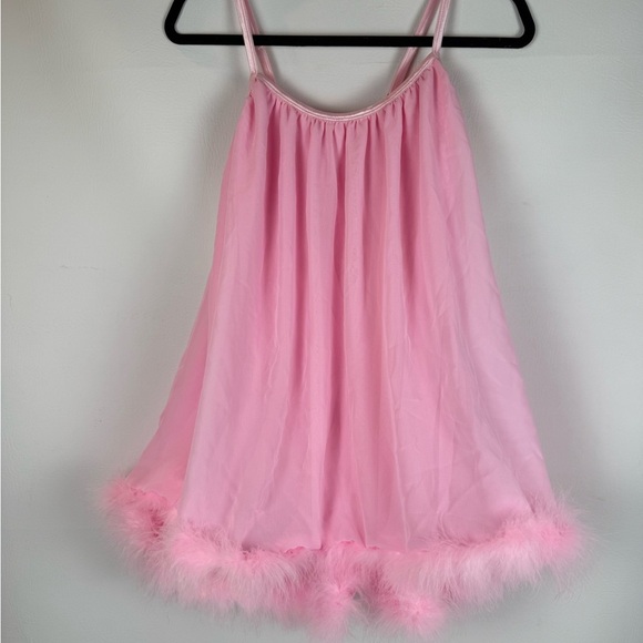 Sugar Thrillz Pink Feather Trim Chemise - Picture 2 of 14